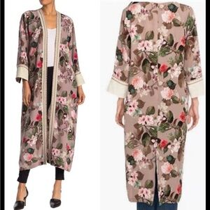 Johnny Was Silk Jacket Floral Long Kimono Robe